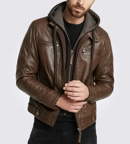 Eric Brown Hooded Leather Jacket 01