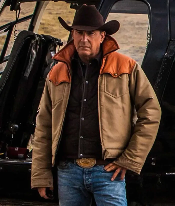 Kevin costner Yellowstone John Dutton Orange Cotton Jacket