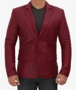 Mens Maroon Leather Blazer and Leather Sport Coat