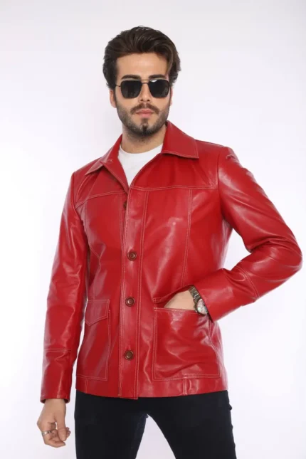 fight club leather red jacket