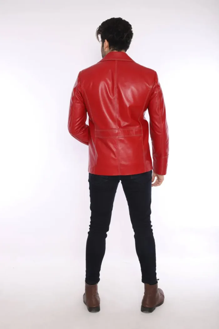 fight club leather red jacket full back