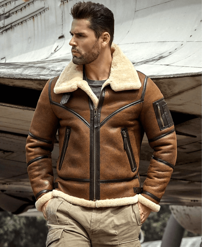 mens flight bomber aviator leather jacket