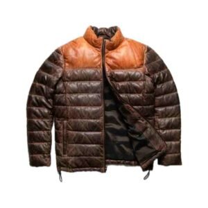 leather puffer jacket