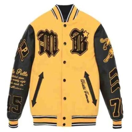 Pelle Pelle Black and Yellow Varsity Jacket A Bold Icon of Urban Style and Luxury