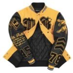 Pelle Pelle Black and Yellow Varsity Jacket A Bold Icon of Urban Style and Luxury 3