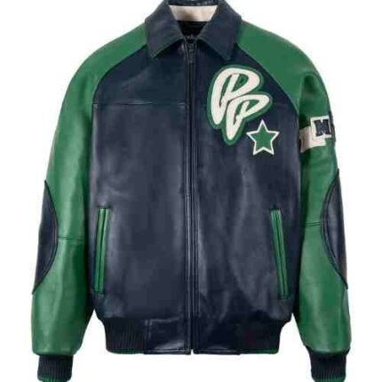 Pelle Pelle Green and Navy Classic Soda Club Plush Leather Jacket A Bold and Timeless Icon