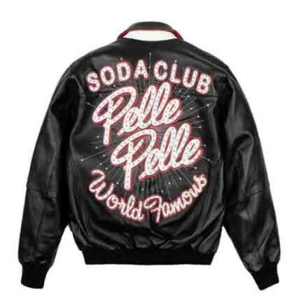 Pelle Pelle Logo World Famous Soda Club Black Leather Jacket A Bold Statement of Streetwear Excellence