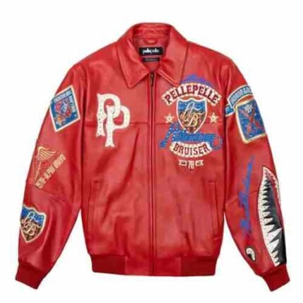 Pelle Pelle Red Leather American Bruiser Jacket A Bold Icon of Streetwear Fashion