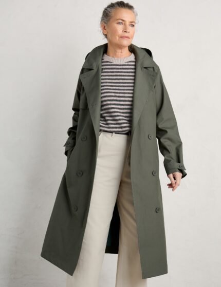 pure cotton belted double breasted trench coat 4 1