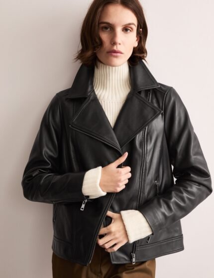 relaxed leather biker jacket 1 1